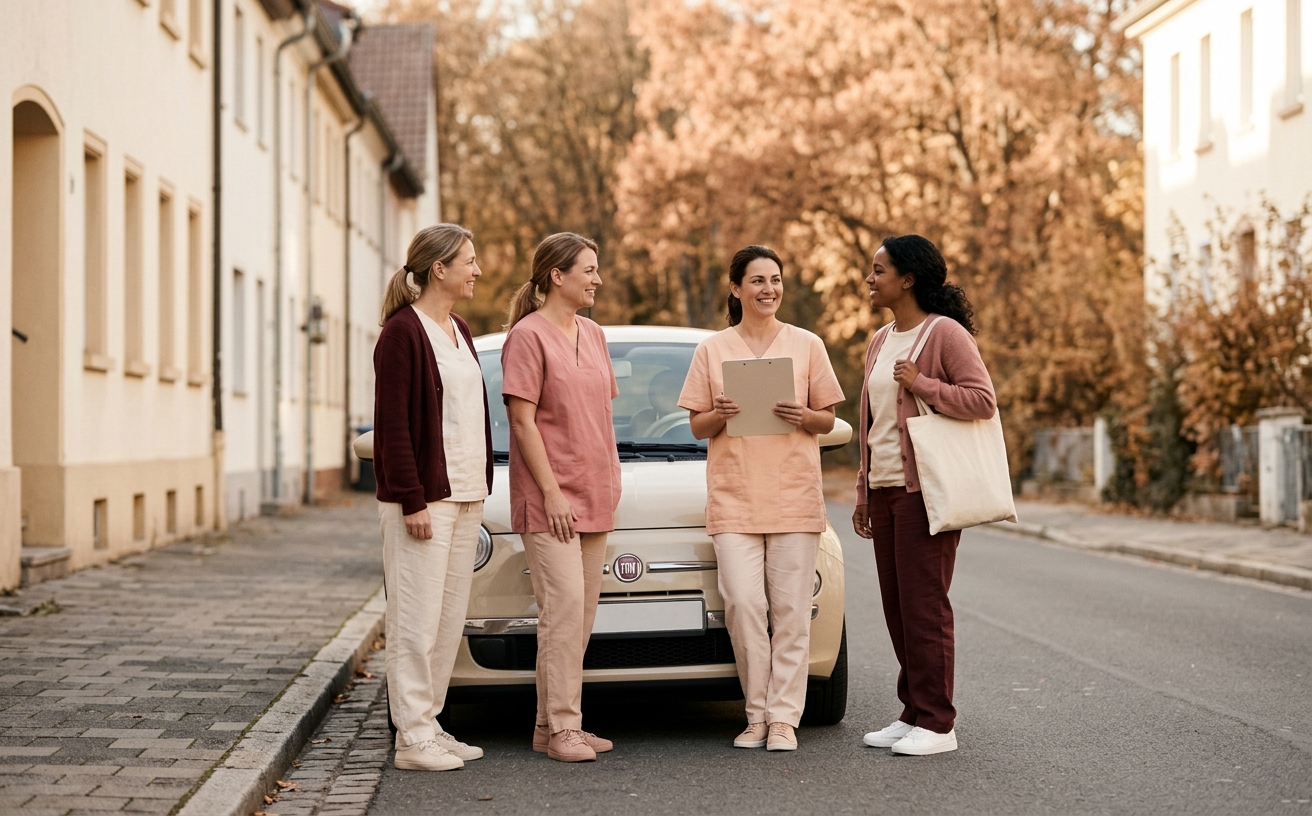Team eines ambulanten Pflegedienstes bei gemeinsamer Planung