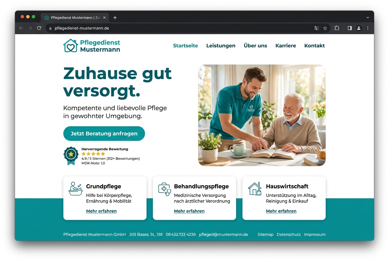 Beispiel: moderne Pflegedienst-Homepage